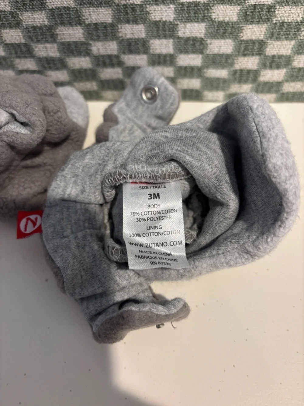 Zutano booties- gray grey size 3 months